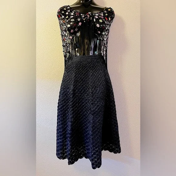 Vintage Anna Giovannozzi Italy Darkest Blue Crochet Raffia Maxi Skirt - Picture 9 of 12